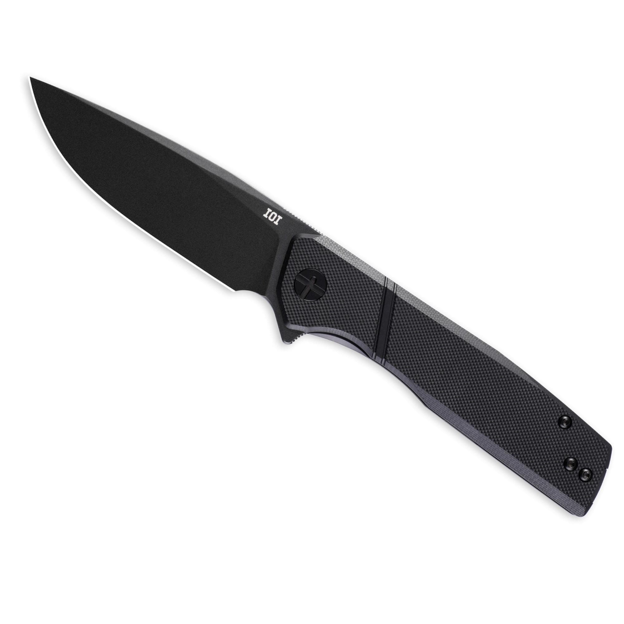 IOI Task Force I51784 Tactical 14C28N Liner Lock Folding Pocket Knife EDC | Black Titanium PVD Blade, Black G10 Handle Custom Left-Side Clip,Ideal for Camping, Work, Daily Carry, Premium Gift Use