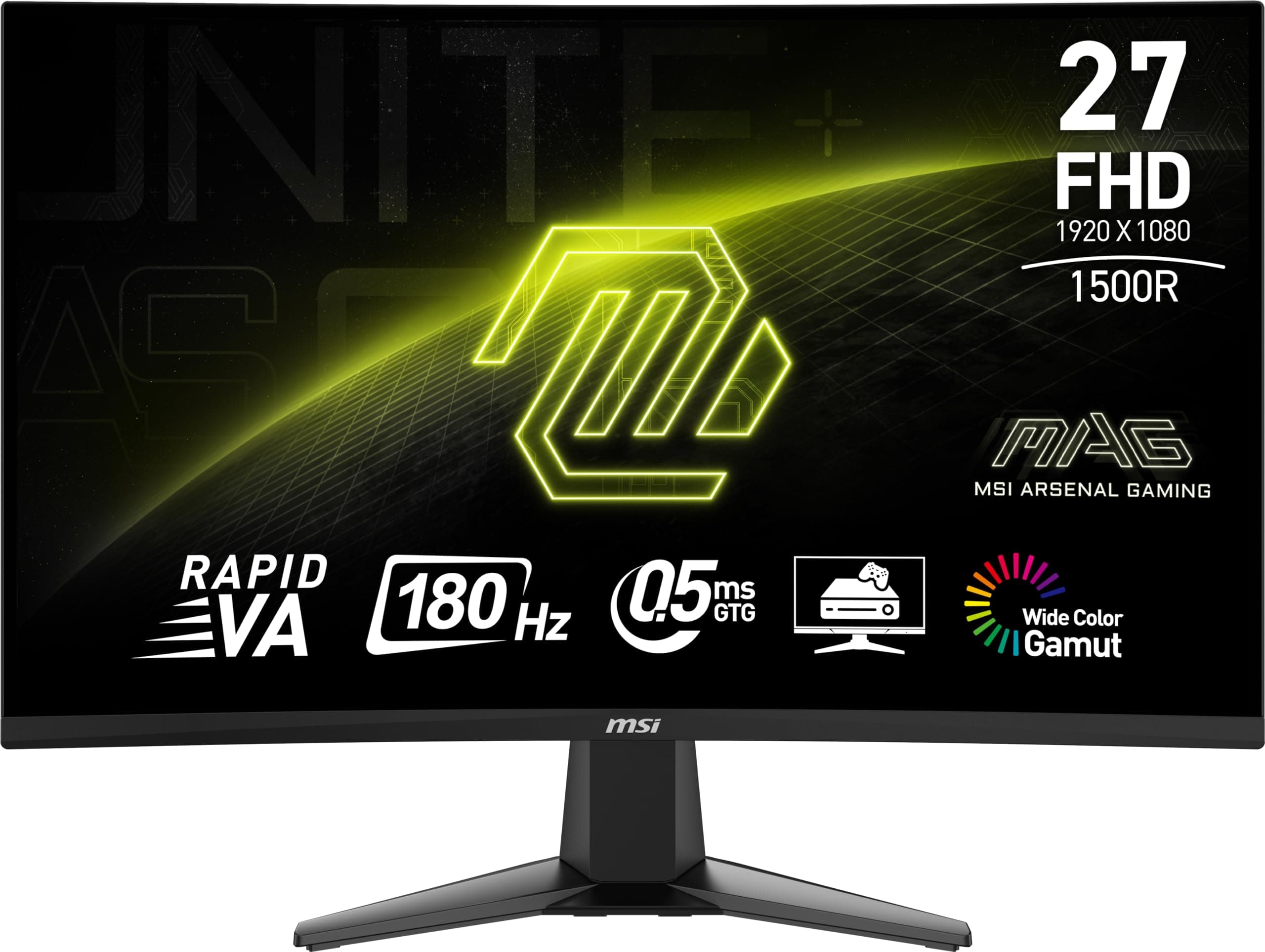 msi MAG 27C6FA 27-inch 1920 x 1080 (FHD), Rapid VA, Gaming Monitor 180Hz, AMD FreeSync, 0.5ms, HDMI, Display-Port, VESA, Tilt, Black