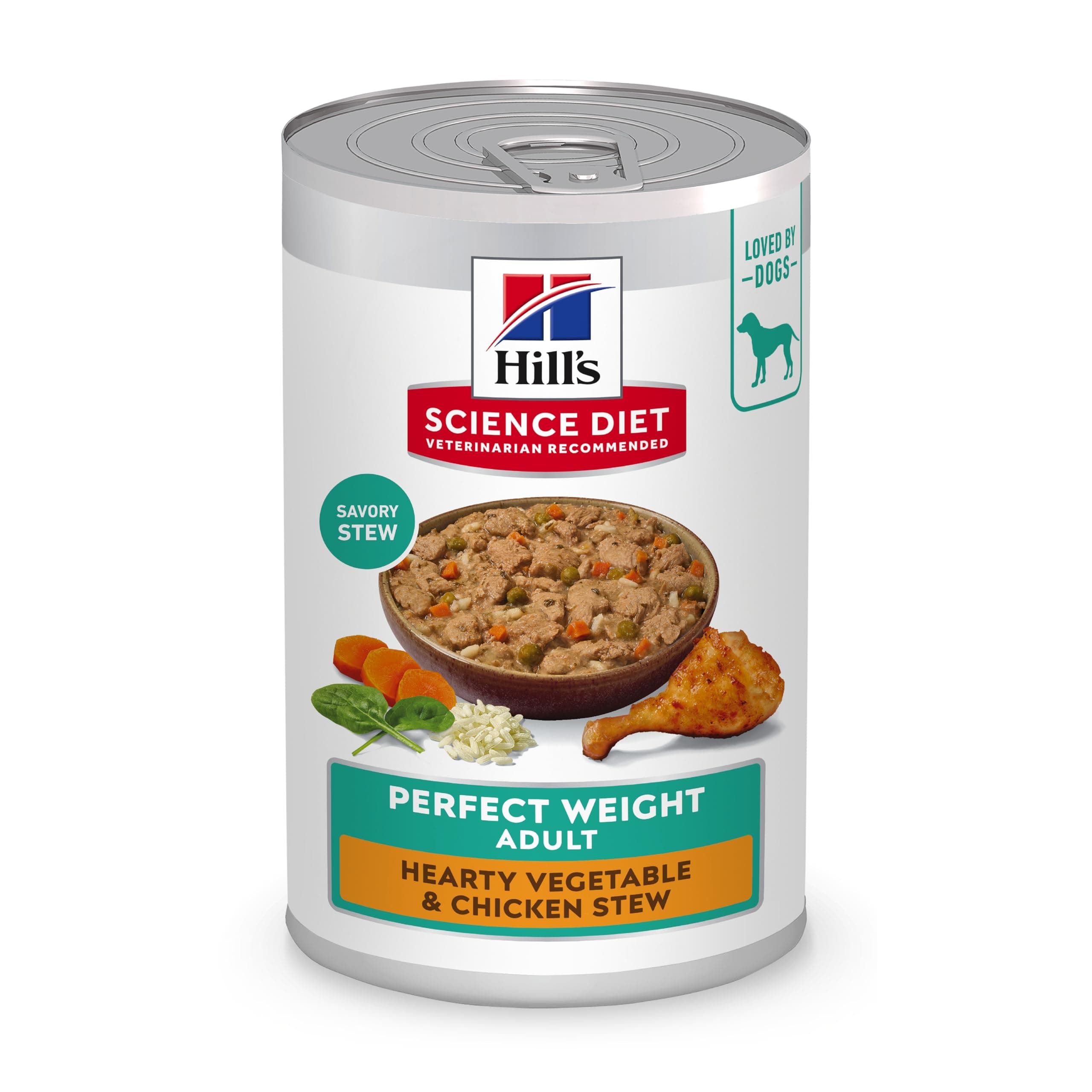 Hill's Science Diet Adult Perfect Weight Wet Dog Food | #1 Veterinarian Recommended, Vegetable & Chicken Stew, 12.5 oz. Cans, 12-Pack
