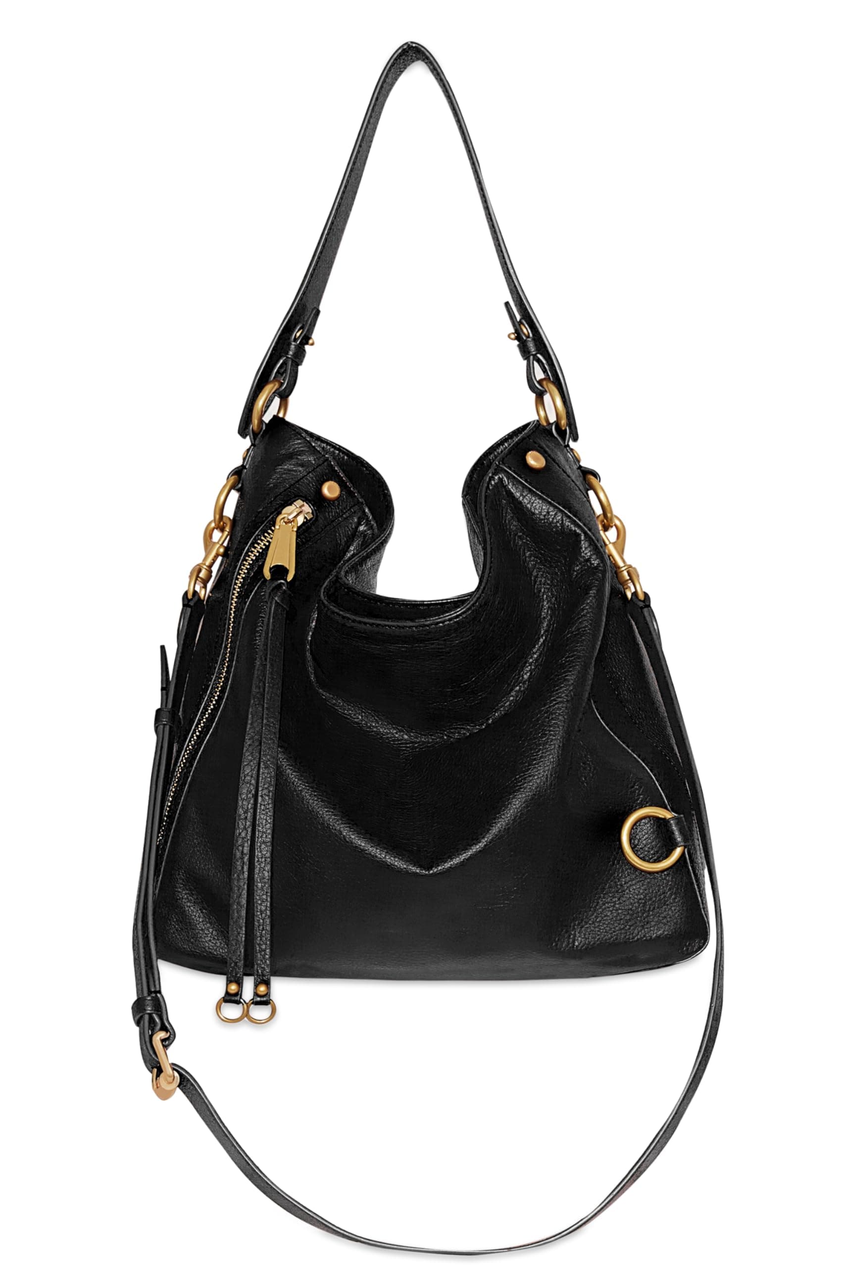 Rebecca Minkoff MAB Hobo Bag for Women | Black Genuine Leather Large Shoulder Bag | Detachable Crossbody Strap and Magnetic Snap Closure | Genuine Leather Large Shoulder Bag, Detachable Crossbody Strap and Magnetic Snap Closure